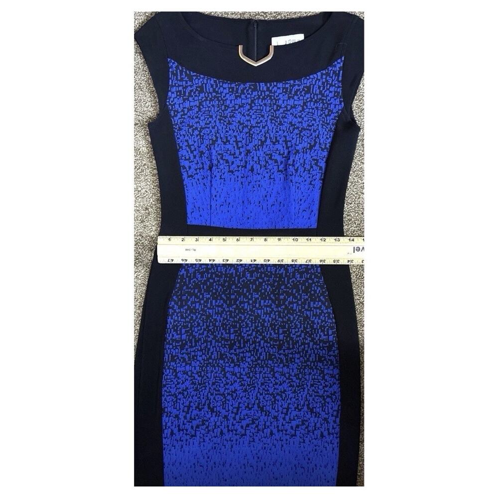 Joseph Ribkoff Blue Black Sheath Dress Structured Bodycon Career Chic Sz 4 - Picture 8 of 10